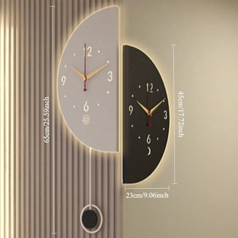Double Side Living Room Wall Clocks Pendulum Noiseless Modern Nordic Simple Bedroom Wall Watch Unique Design Home Decoration