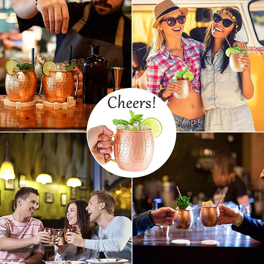Copper Moscow Mule Mugs – Stainless Steel Copper-Plated Cocktail & Beer Cups for Bar, Party & Home Drinkware