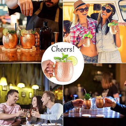 Copper Moscow Mule Mugs – Stainless Steel Copper-Plated Cocktail & Beer Cups for Bar, Party & Home Drinkware