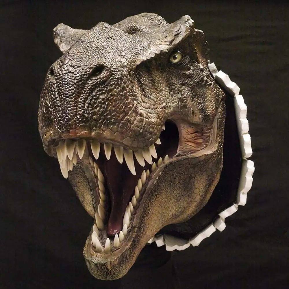 Dinosaur Wall Mounted Sculpture 3D Wall Bursting Hanging Dinosaur Head Resin Dinosaur Head with Claws Home Decor