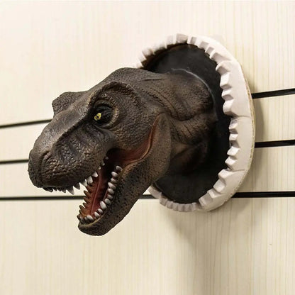 Dinosaur Wall Mounted Sculpture 3D Wall Bursting Hanging Dinosaur Head Resin Dinosaur Head with Claws Home Decor