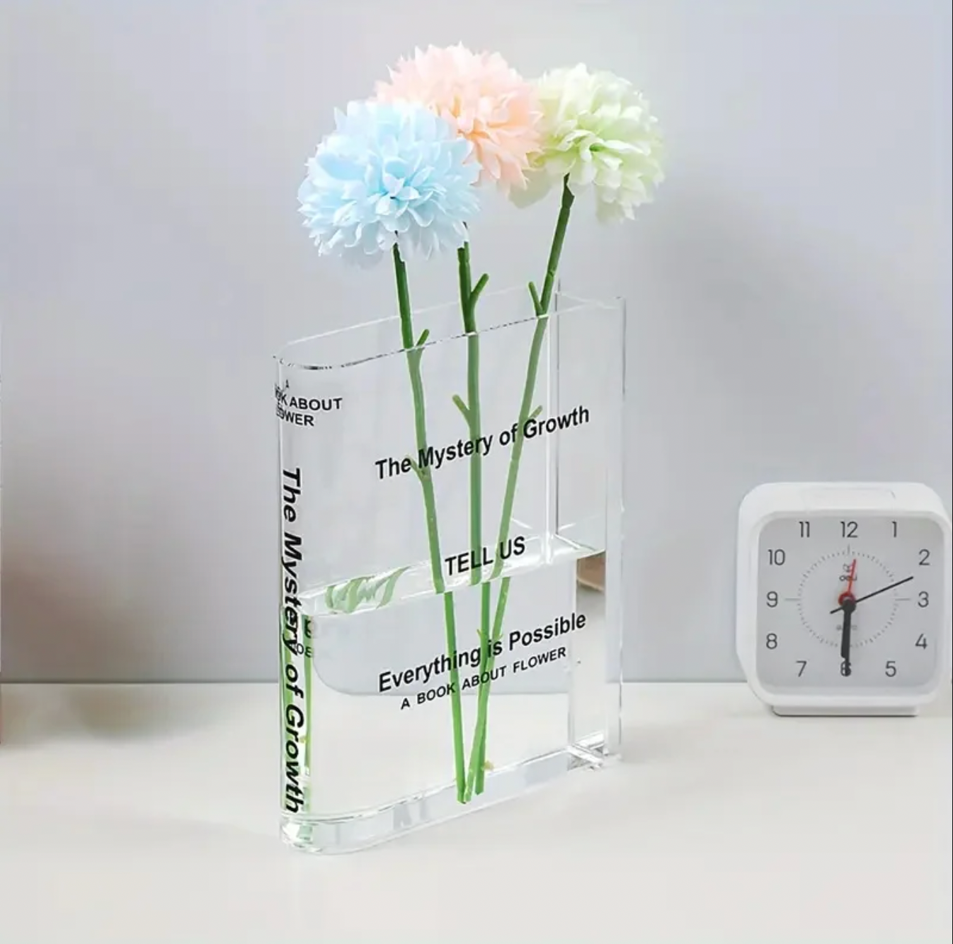 Book-Shaped Acrylic Vase – Clear Transparent Flower Vase for Modern Home & Office Decor