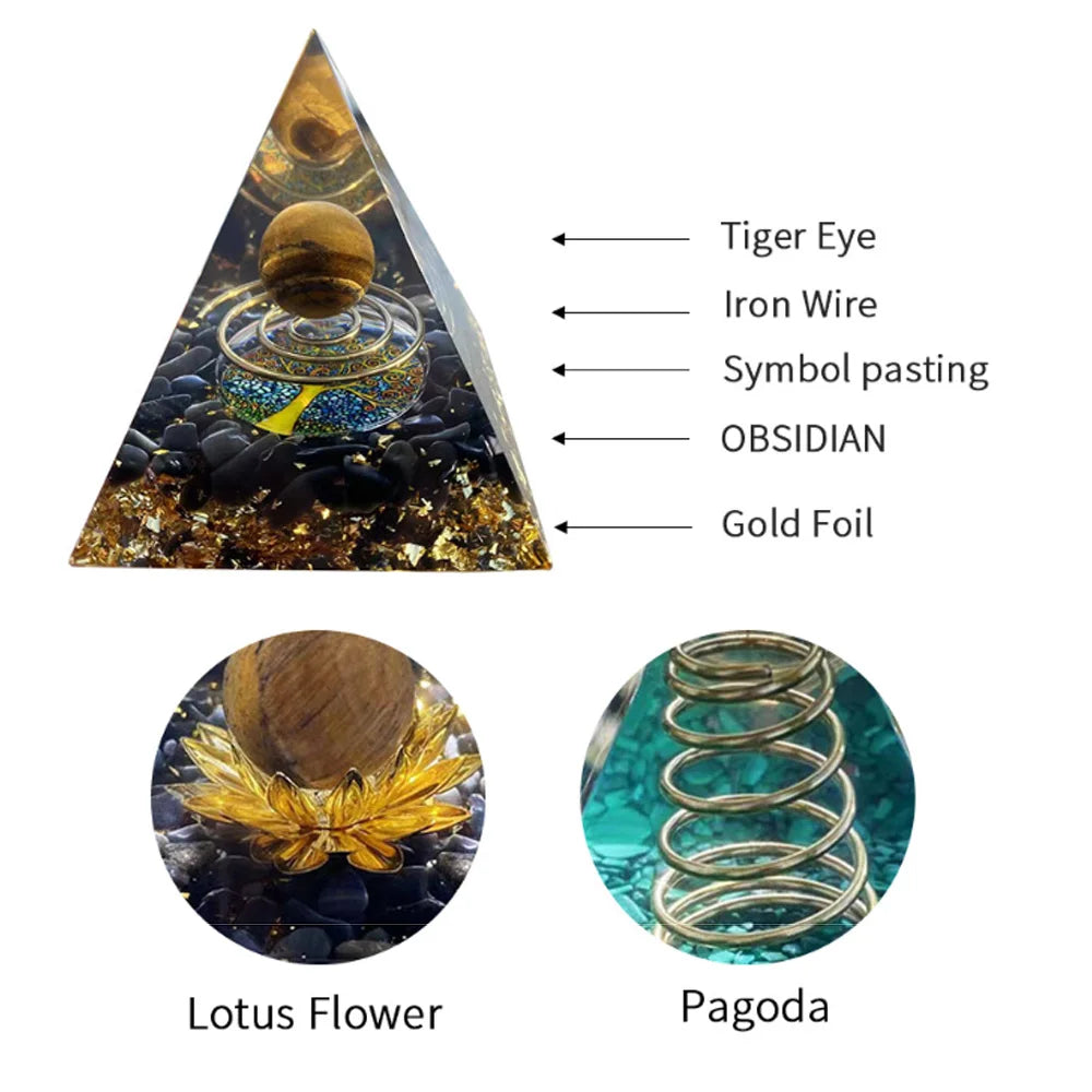 6Cm Energy Pyramid Orgonite Reiki Natural Amethyst Ball Healing Crystal Chakra Tool Ornaments Resin Stones Home Decoration Gifts